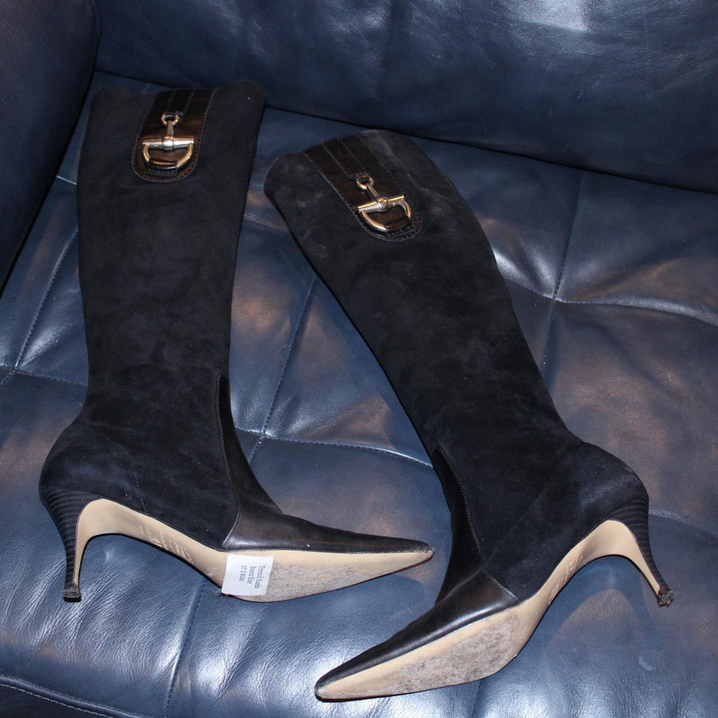 Vintage French Suede Knee High Boots