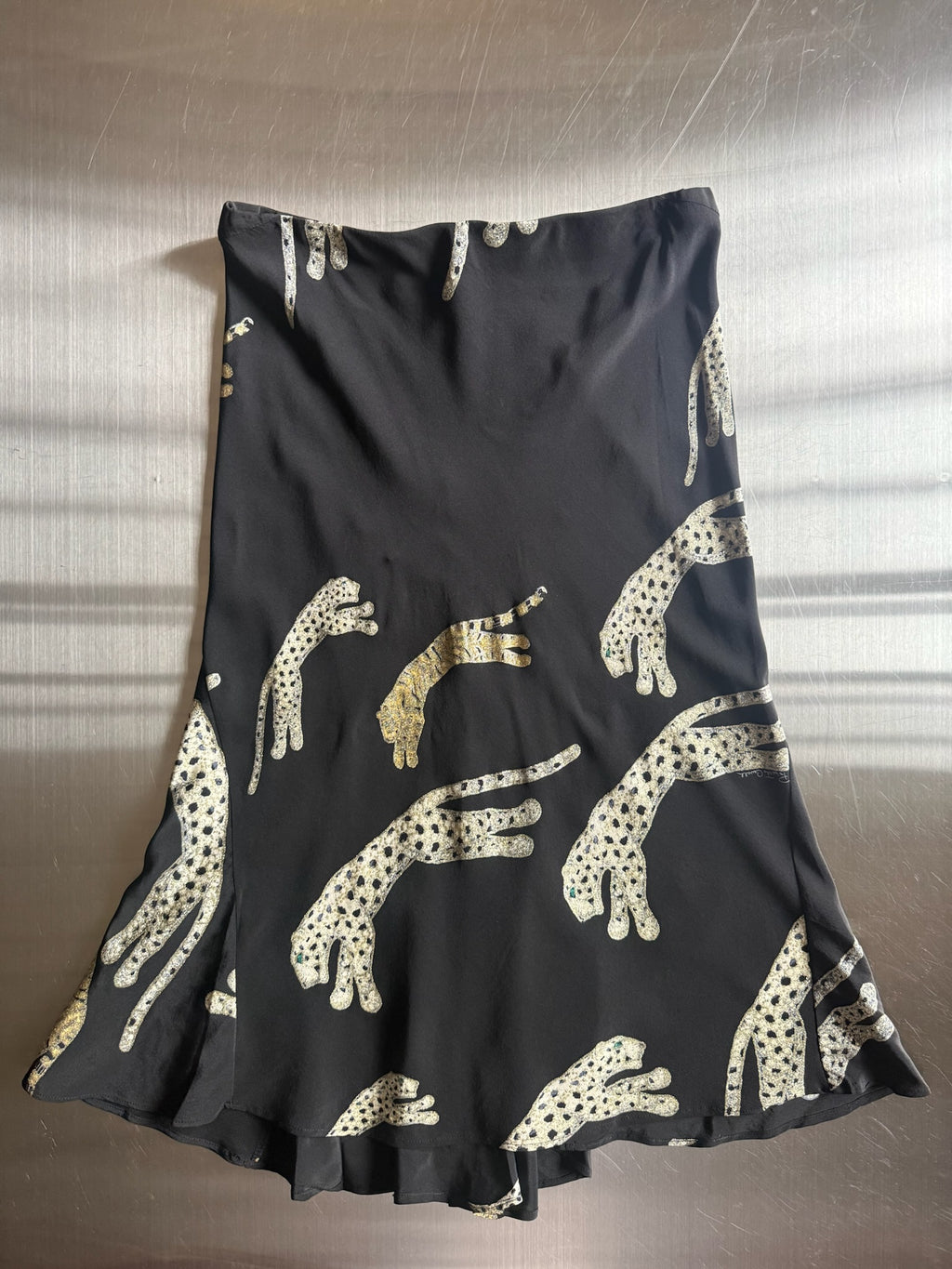 Roberto Cavalli Silk FW 2002 Jaguar Print Skirt