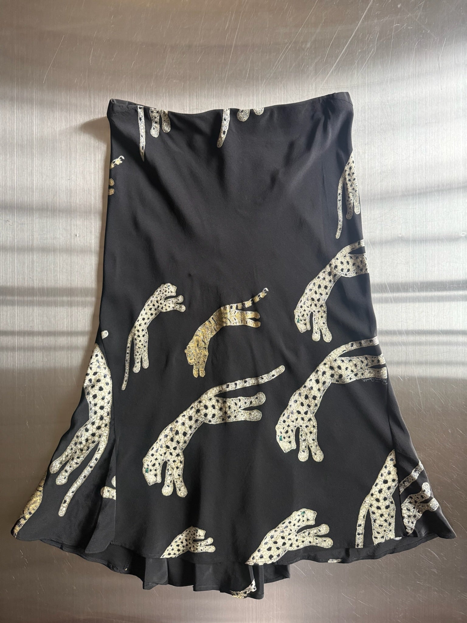 Roberto Cavalli Silk FW 2002 Jaguar Print Skirt