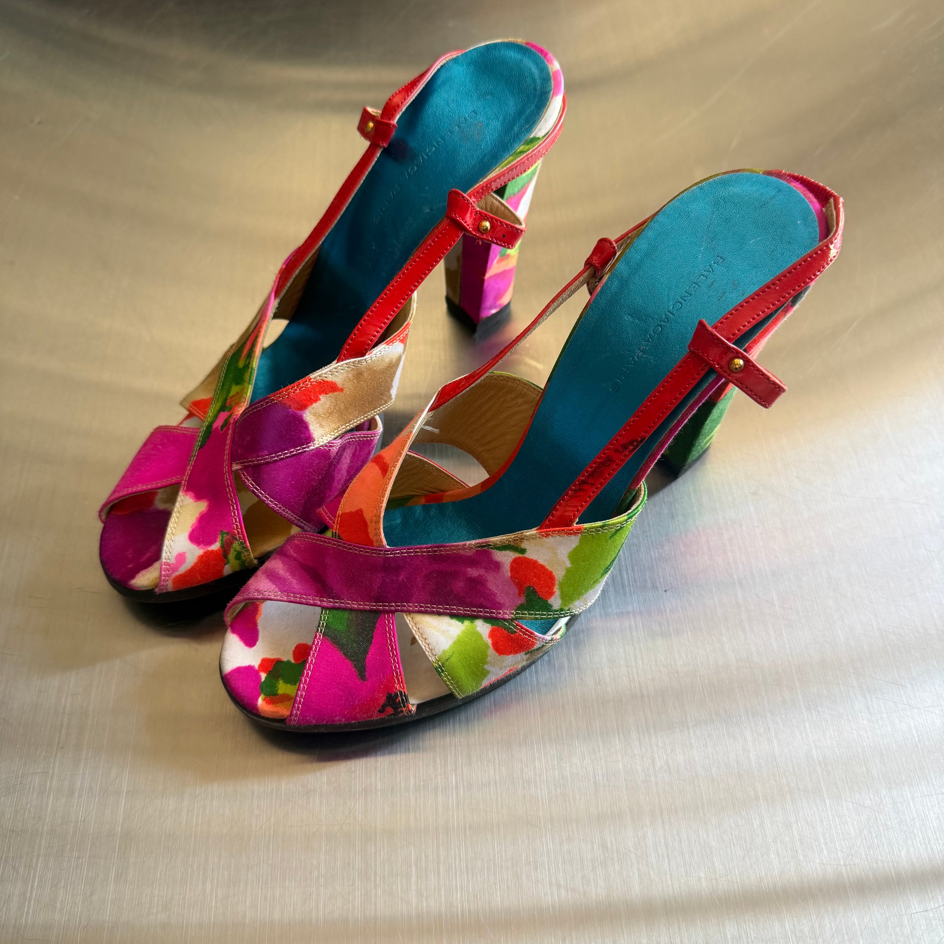 Balenciaga 2008 Floral Ponpon Heels