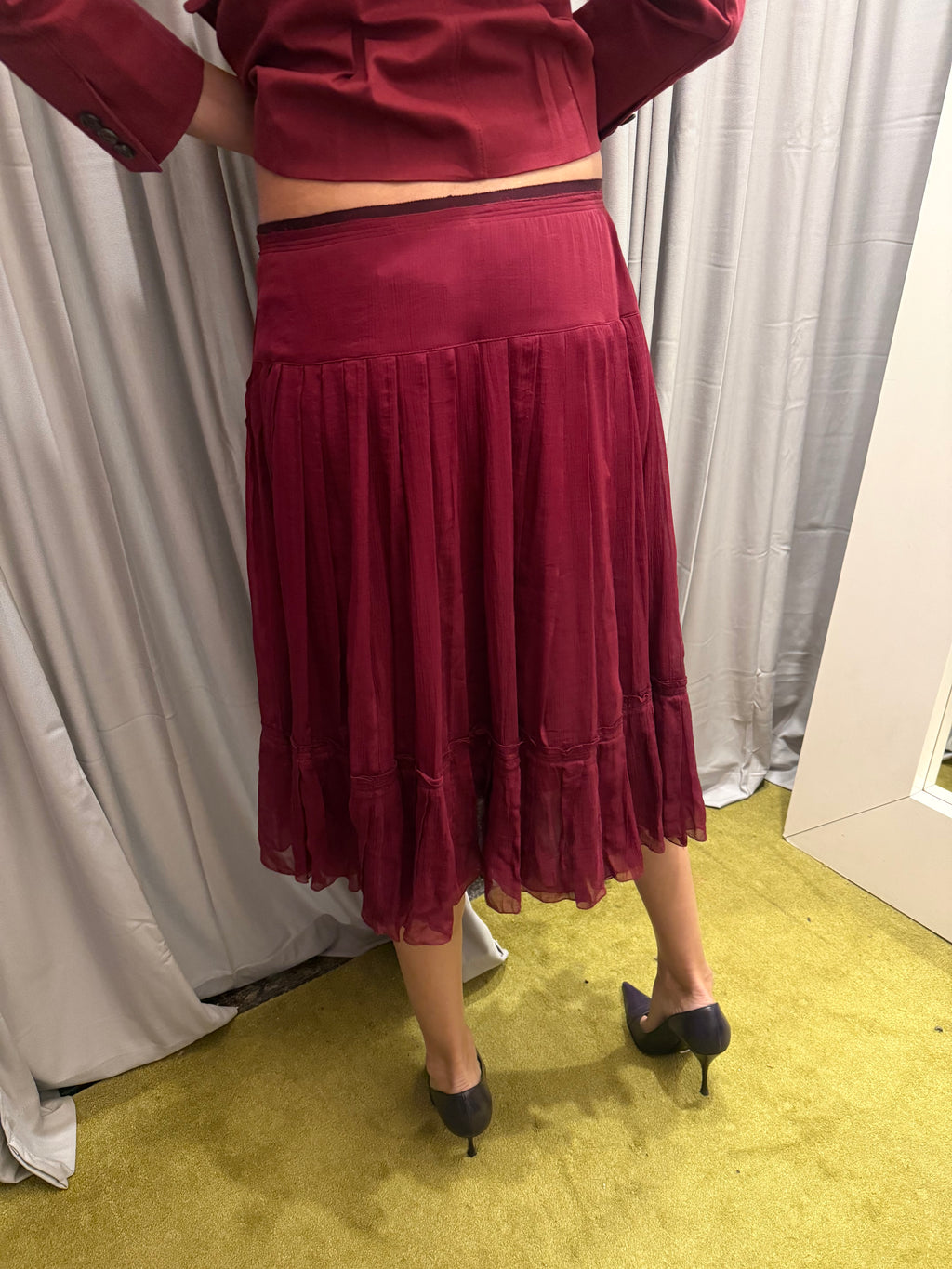 Prada Burgundy Silk Skirt