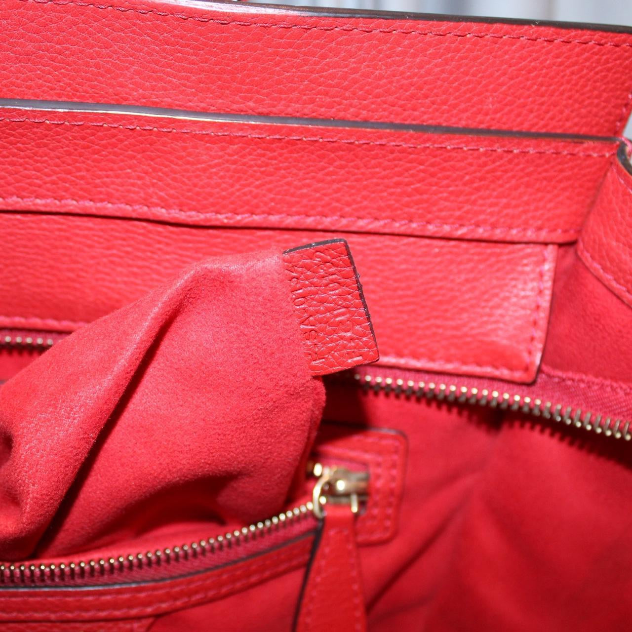 Celine Red Leather Luggage Bag