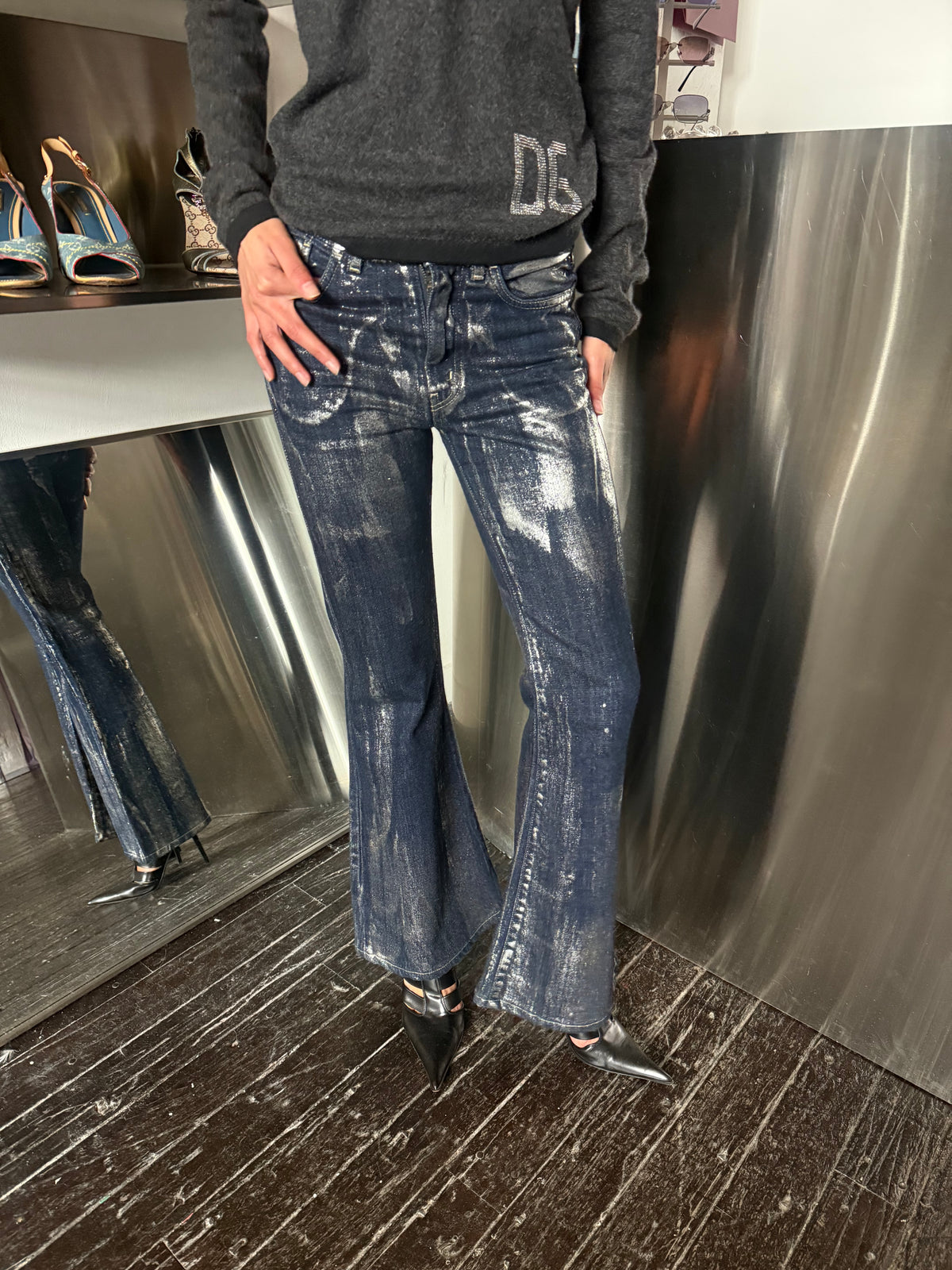 Vintage E-Play Metallic Printed Jeans