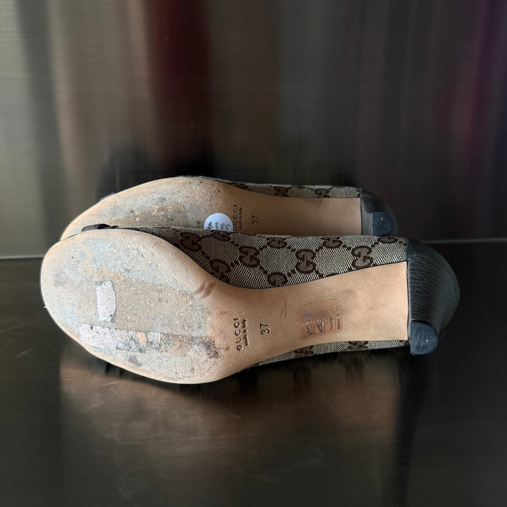 Gucci Bamboo Buckle Monogram Heels