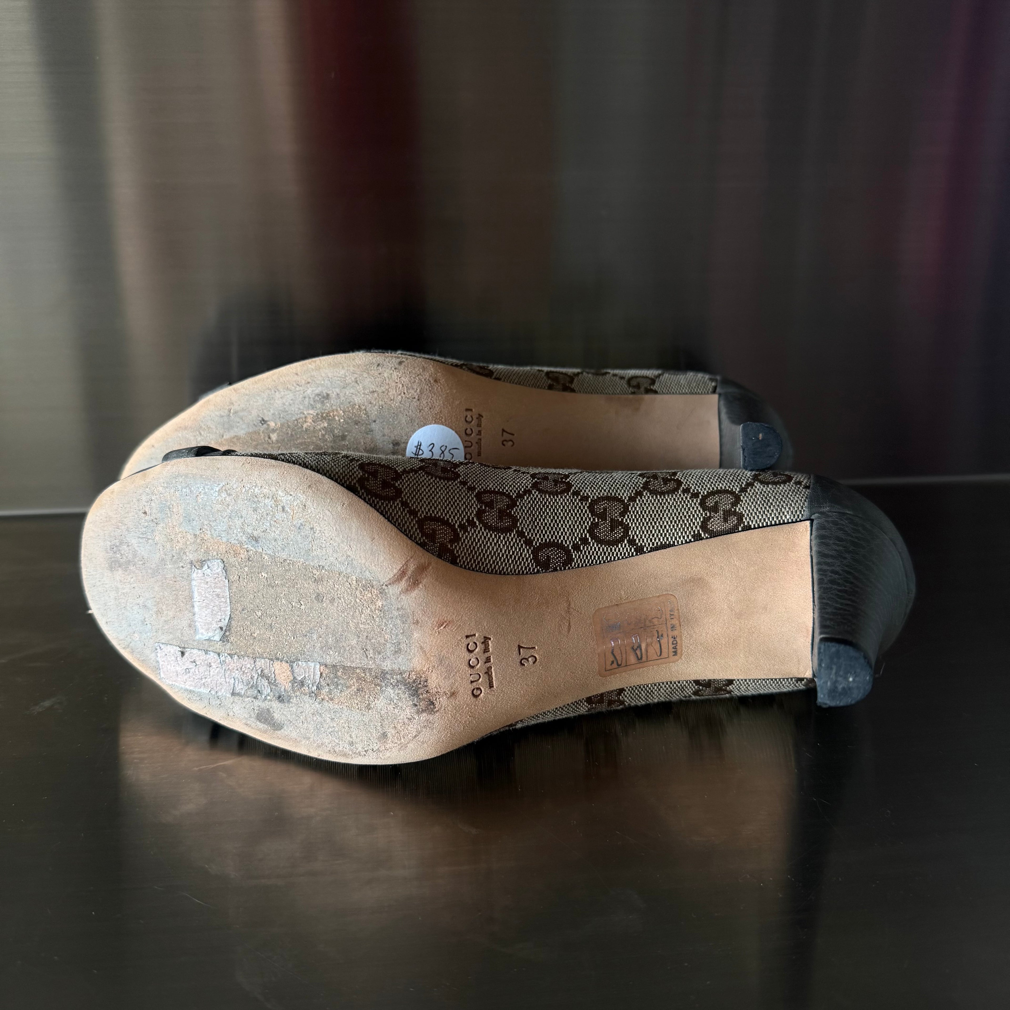 Gucci Bamboo Buckle Monogram Heels
