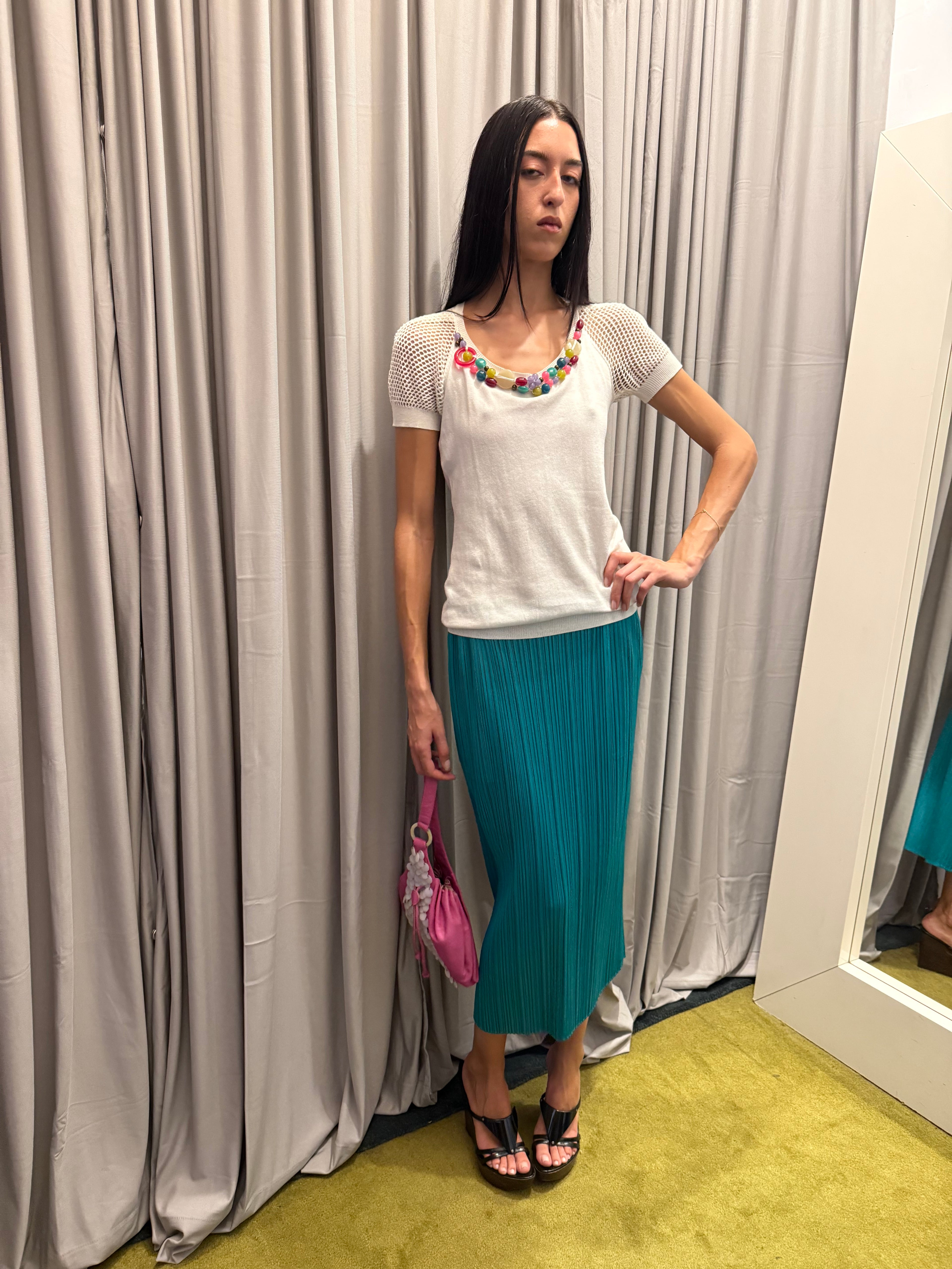 Pleats Please Teal Skirt