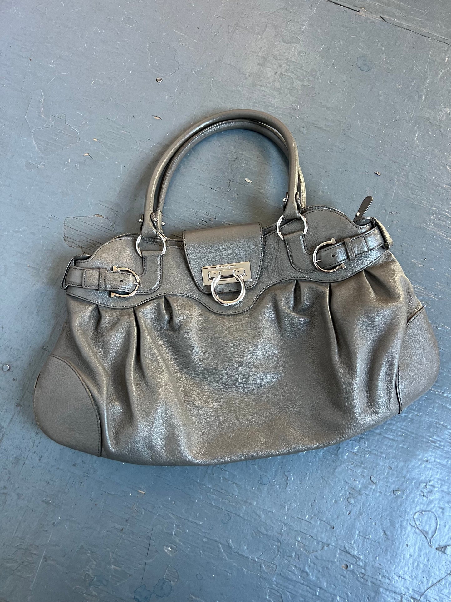 Ferragamo Gray Leather Bag