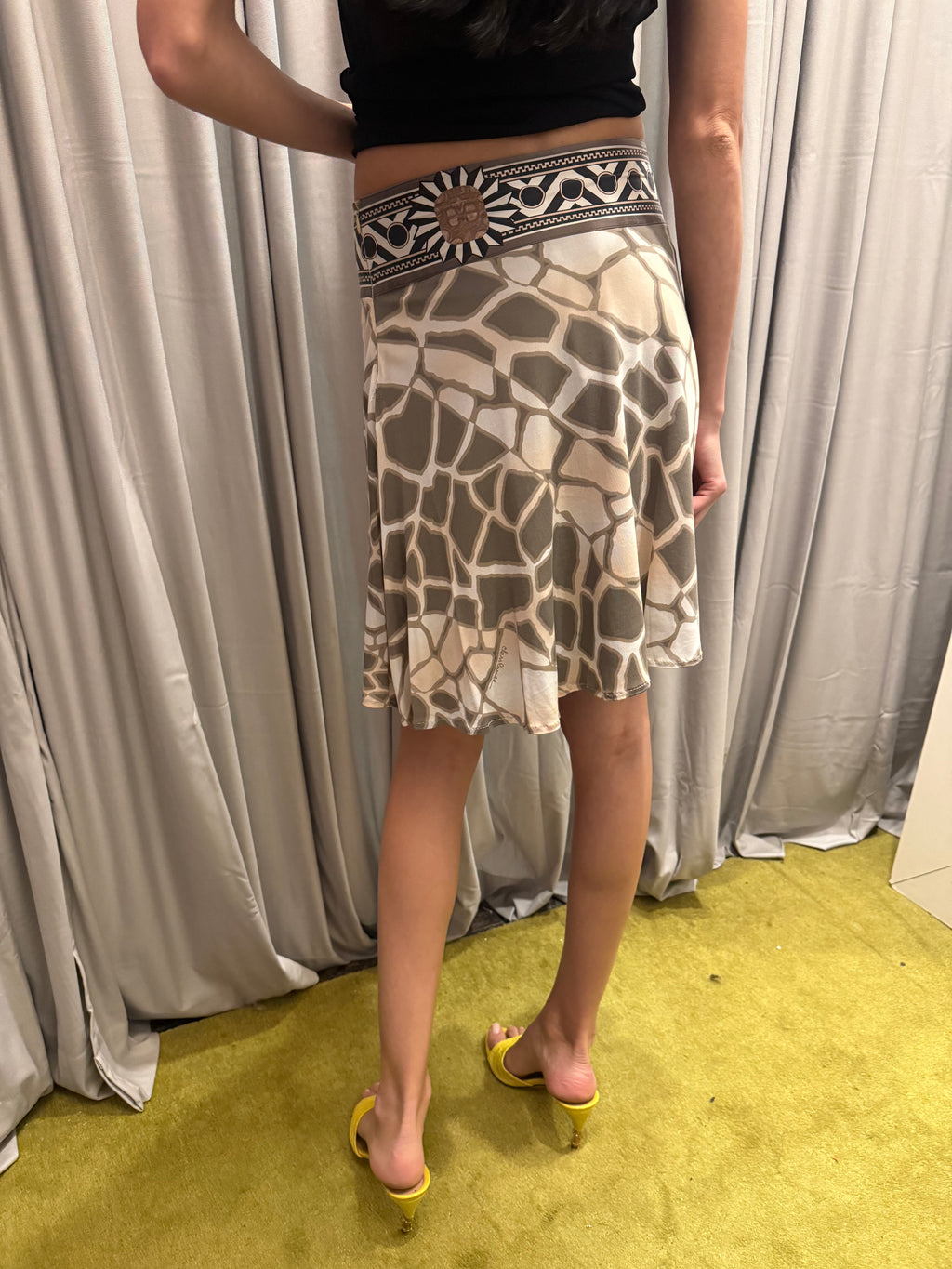 Class Cavalli Viscose Silk Skirt