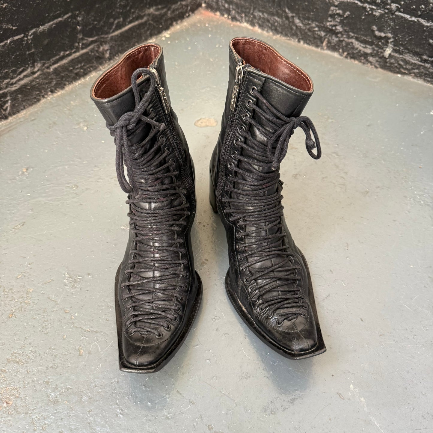 Vintage lace up leather boots