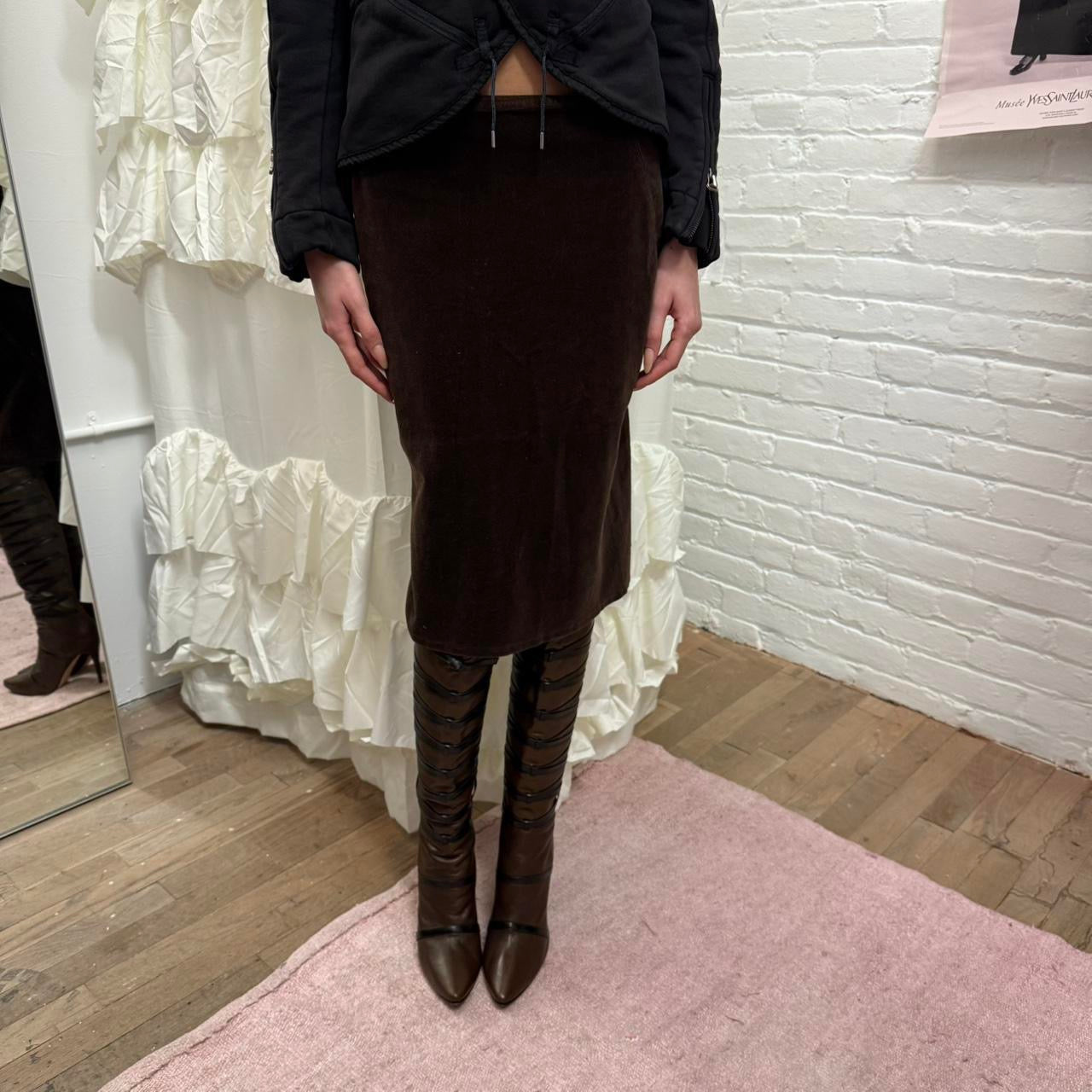 Sisley brown velvet skirt