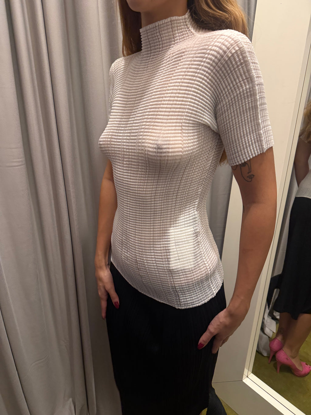 Issey Miyake White Turtleneck Top