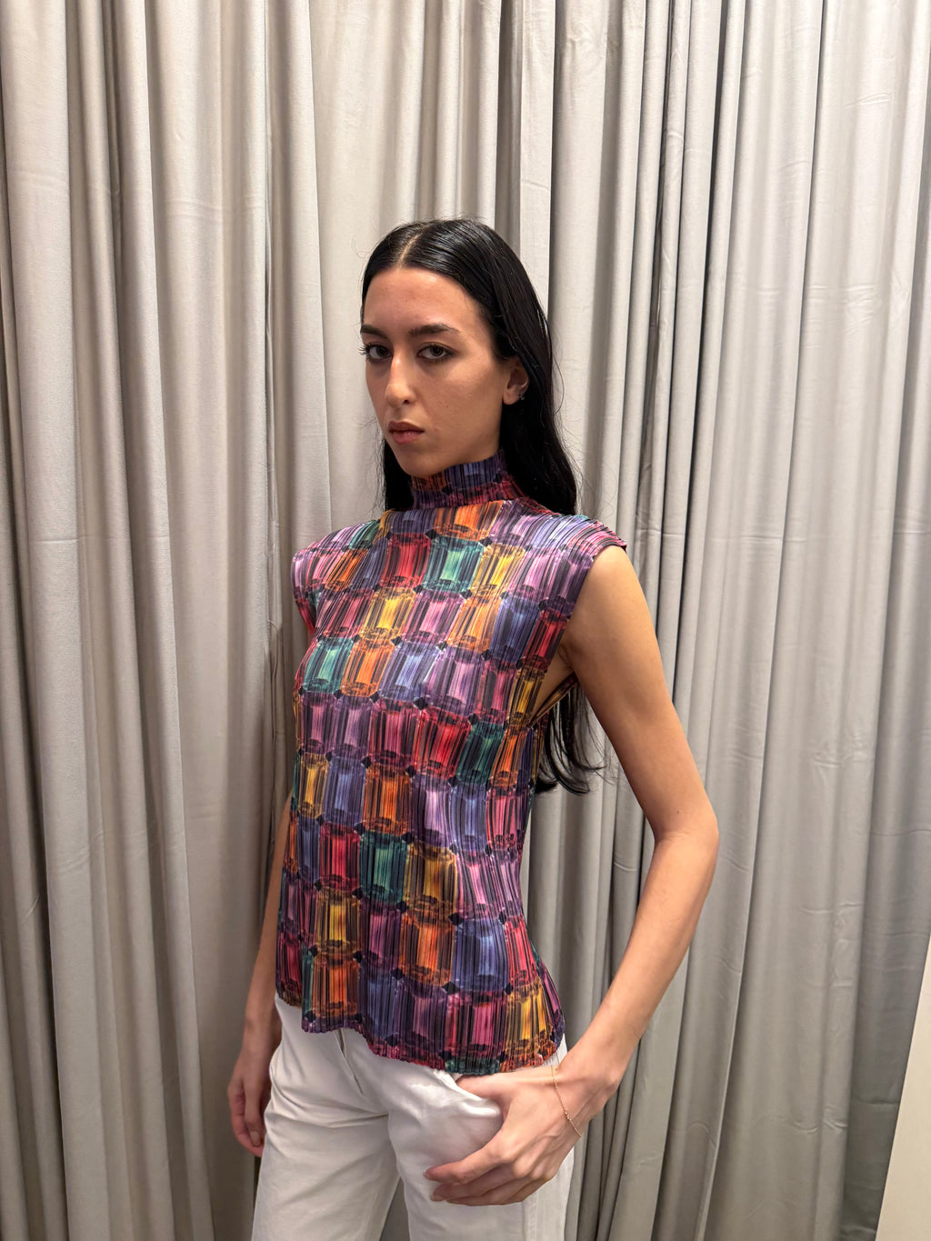 Issey Miyake Diamond Print Pleats Please Top