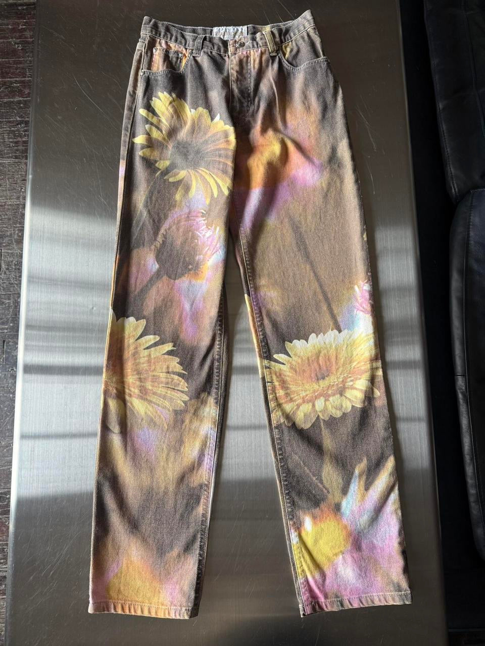 Roberto Cavalli Floral Printed Denim Pants