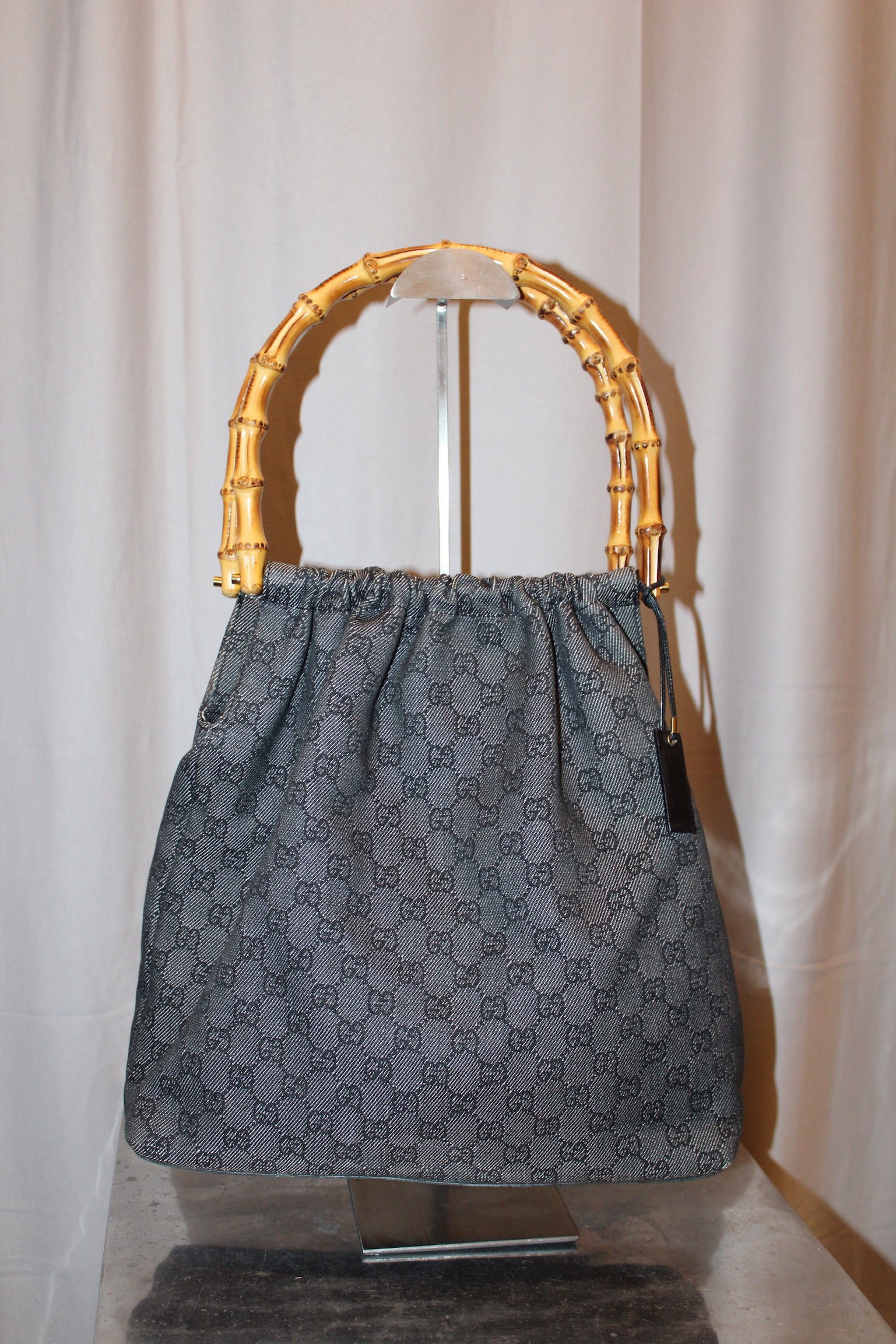 Gucci monogram bamboo handle bag