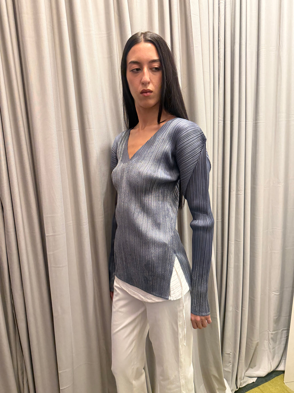 Pleats Please Grey Longsleeve Top