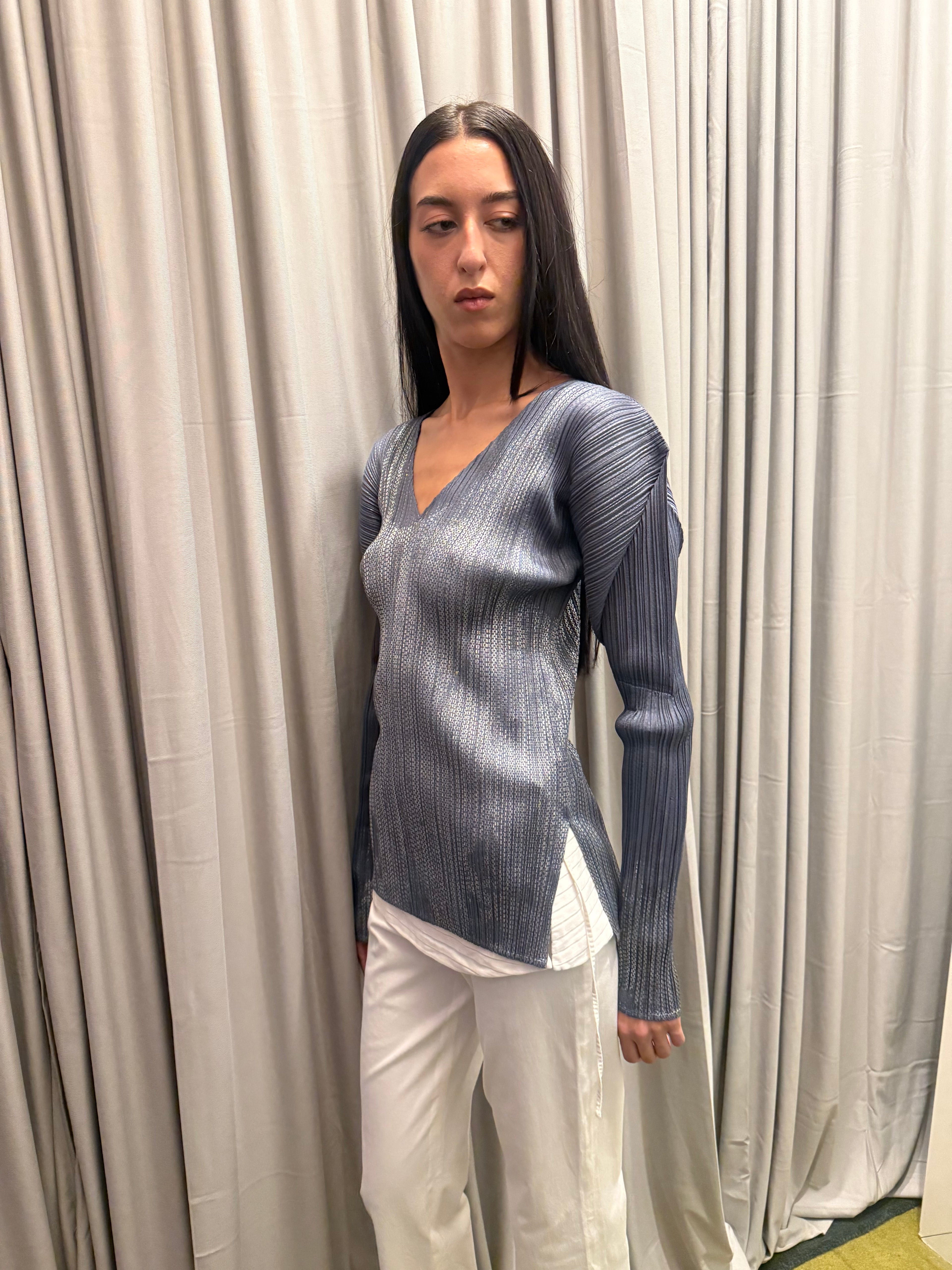 Pleats Please Grey Longsleeve Top