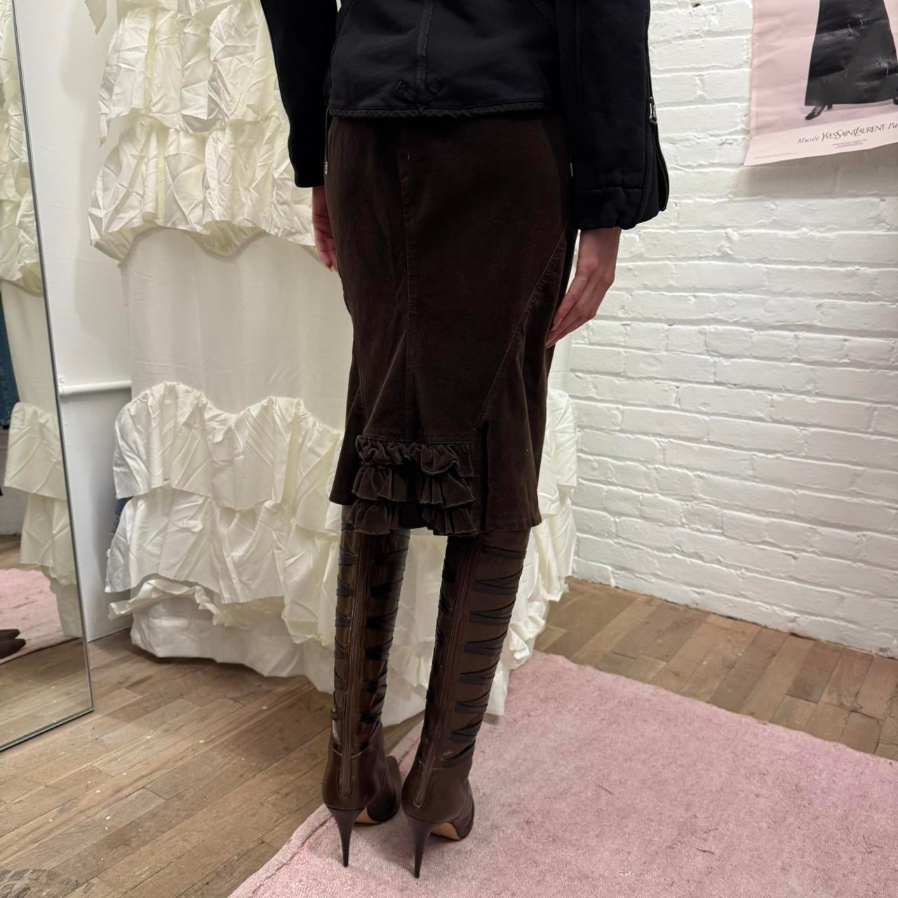 Sisley brown velvet skirt