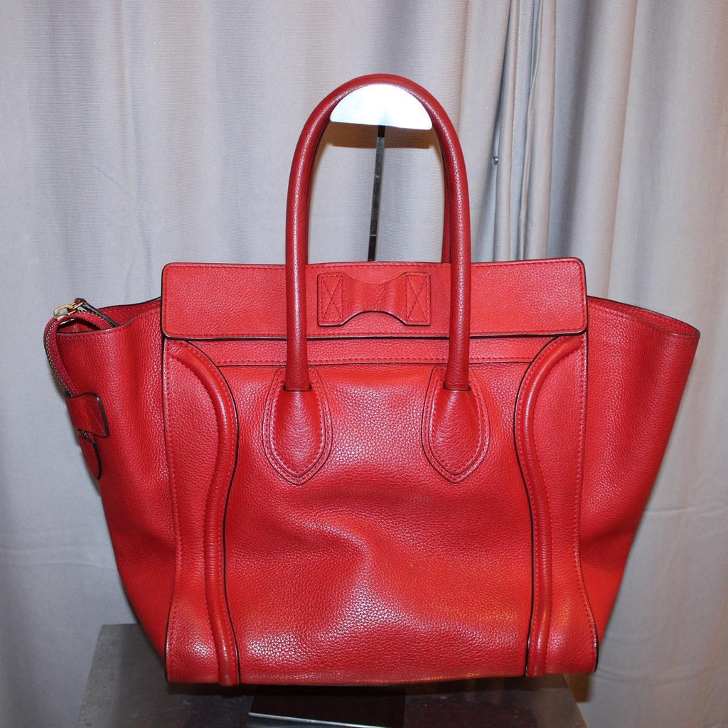 Celine Red Leather Luggage Bag