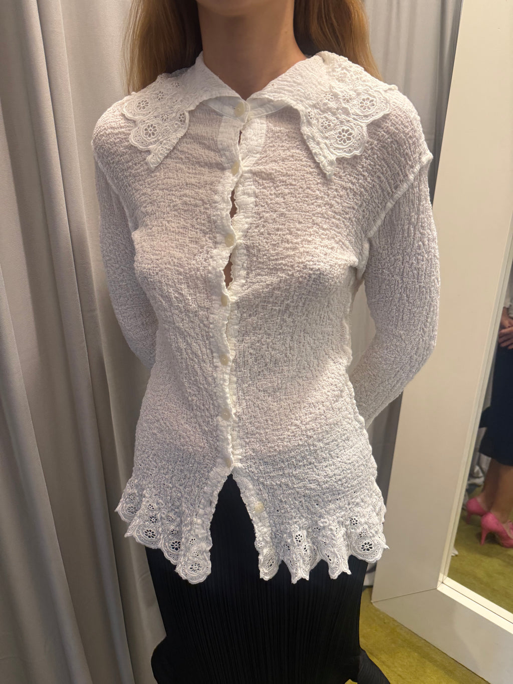 Issey Miyake White Lace Blouse