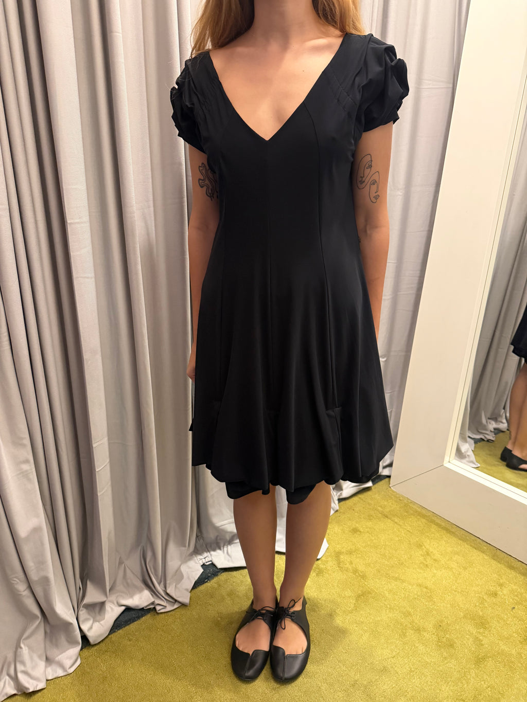Marithe Francois Girbaud Black Ruched Dress