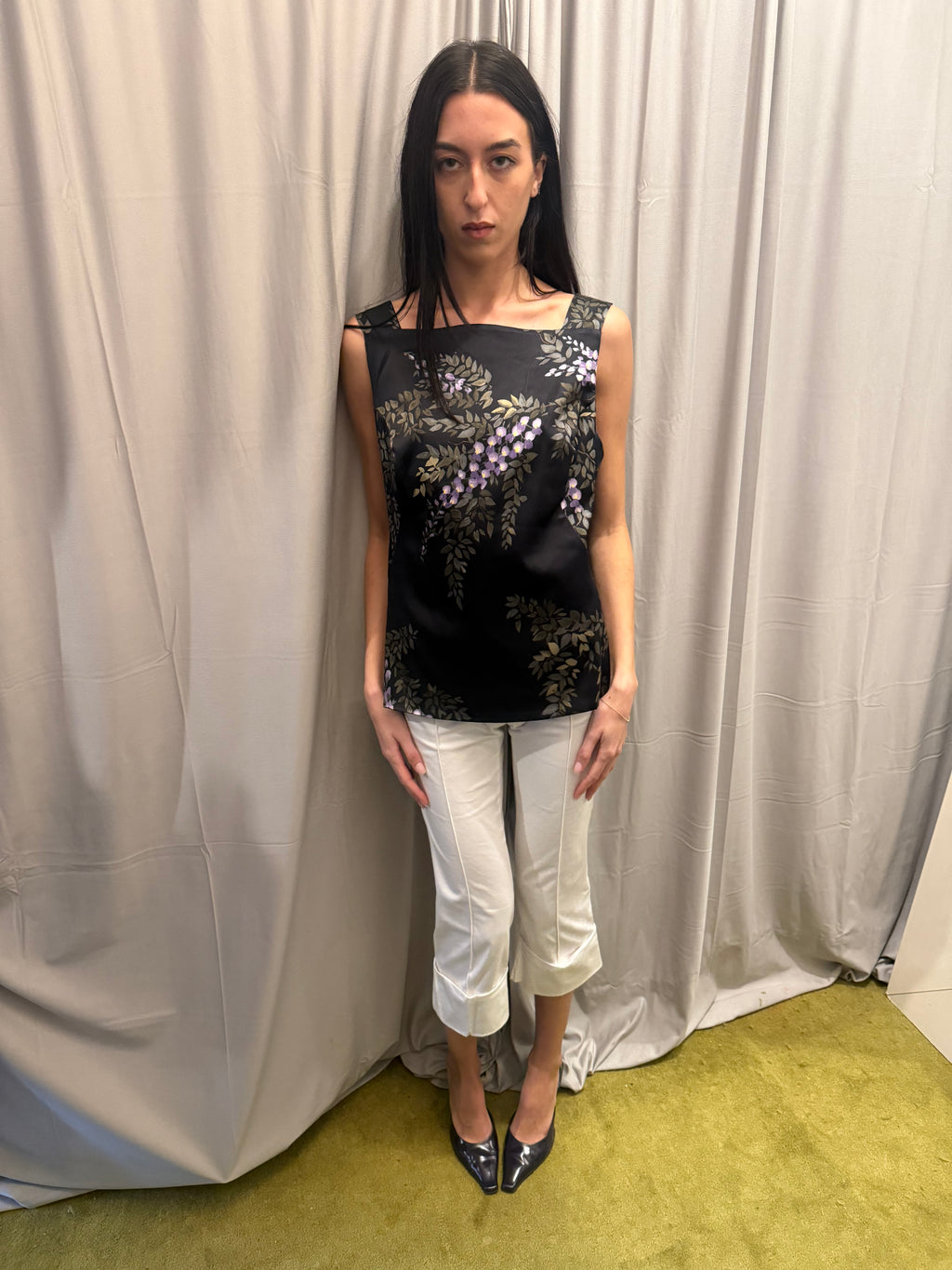 Dolce & Gabbana FW1998 Runway Handpainted Print Silk Print Top
