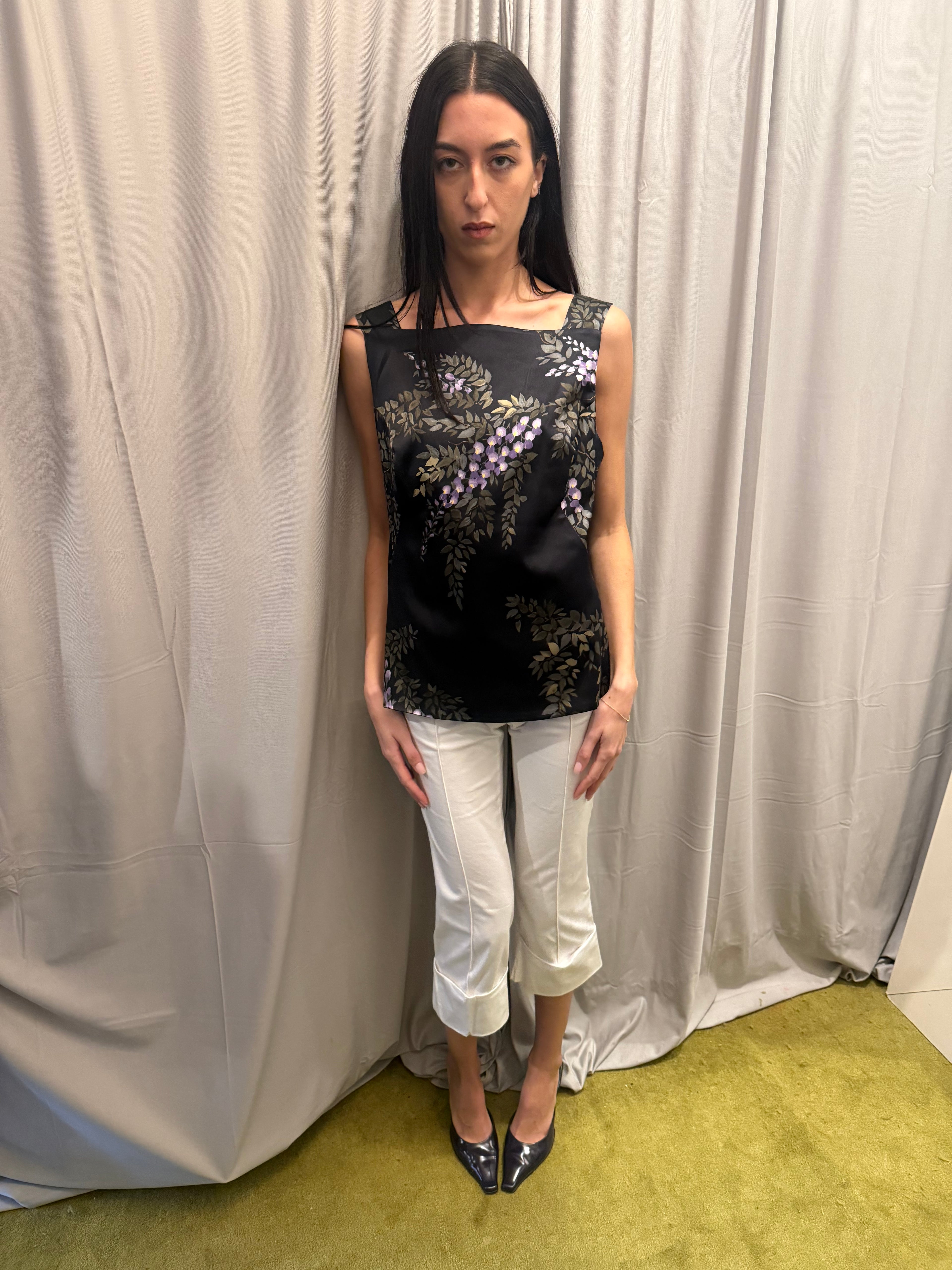 Dolce & Gabbana FW1998 Runway Handpainted Print Silk Print Top