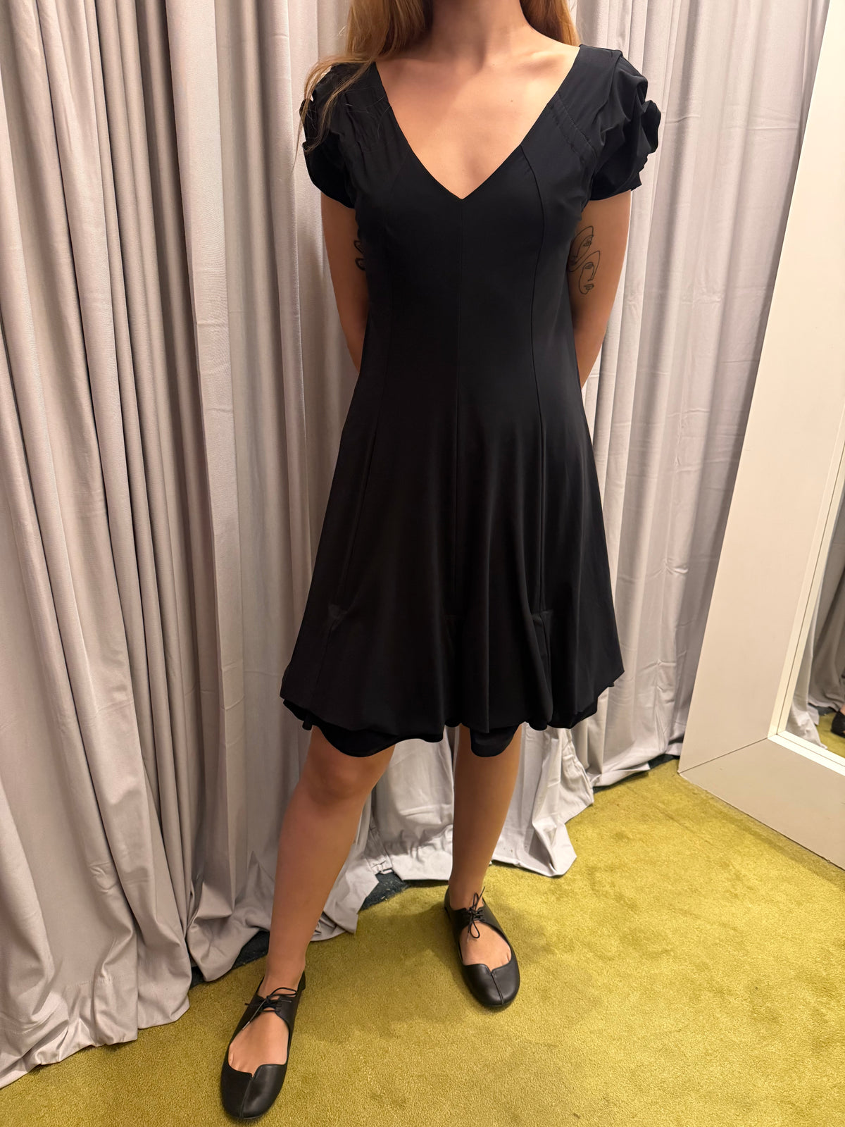 Marithe Francois Girbaud Black Ruched Dress
