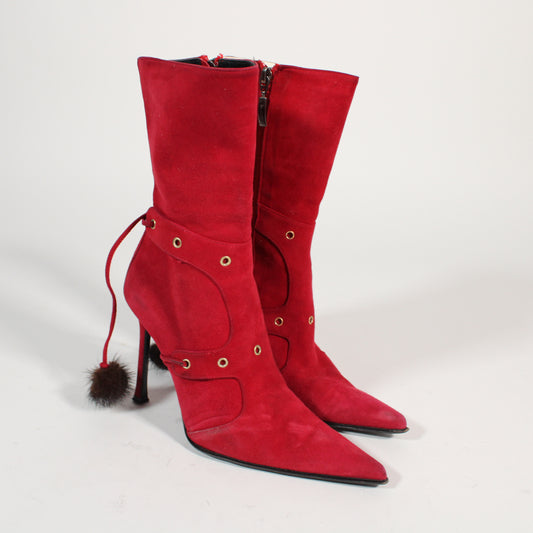 Cesare Paciotti Red Suede Booties