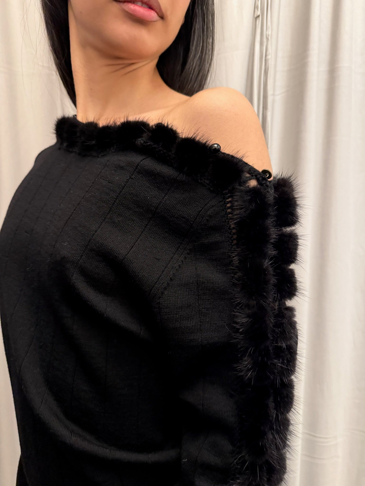 Class Cavalli Wool Sweater with Fur Detail