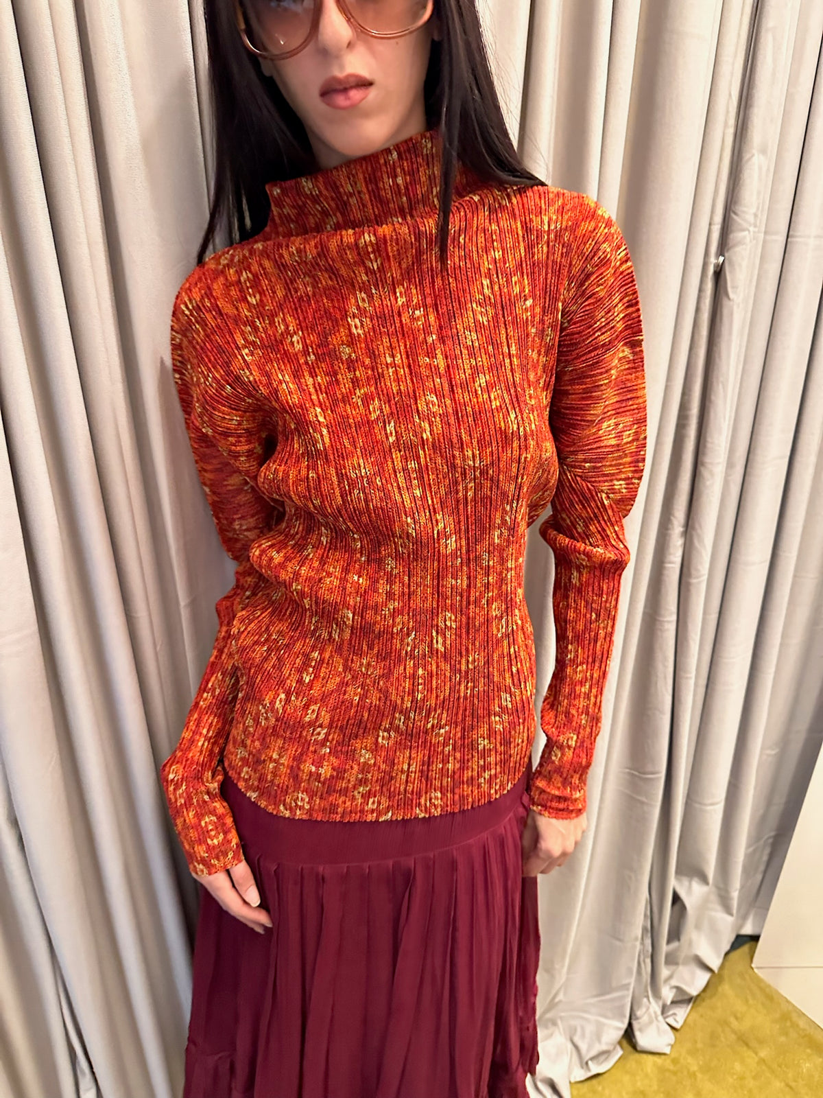 Issey Miyake Pleats Please Floral Top