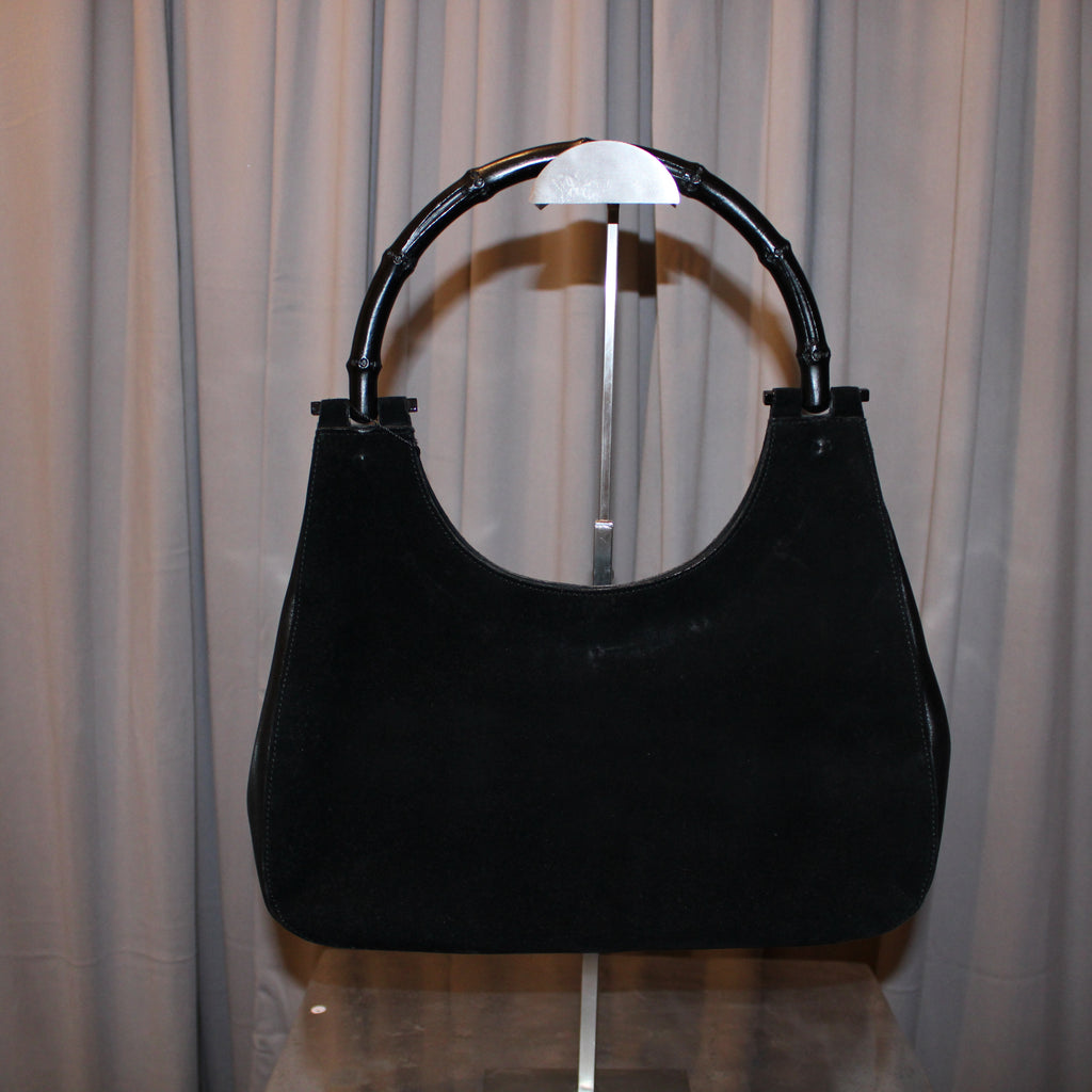 Vintage Gucci Suede Bamboo Handle Bag