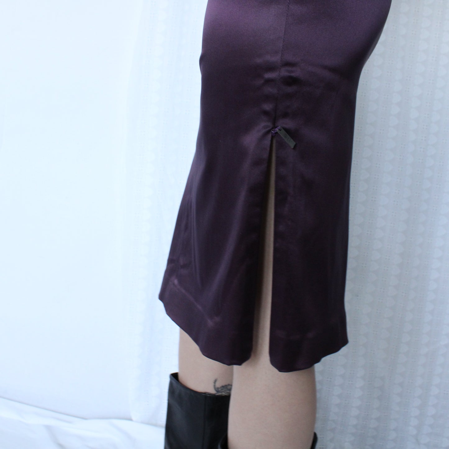 Herve Leger Purple Satin Skirt