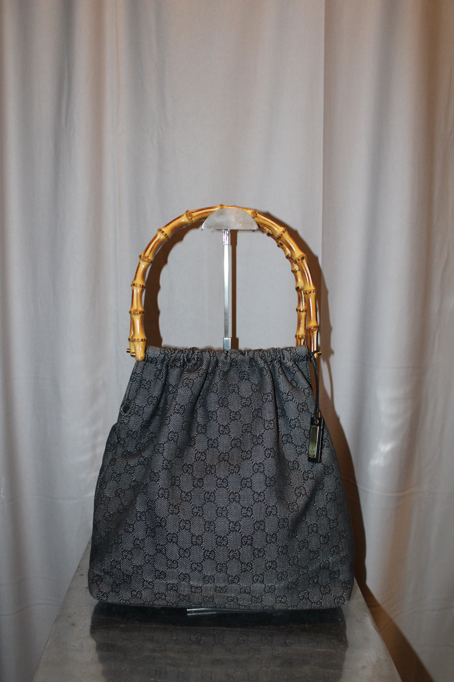 Gucci monogram bamboo handle bag