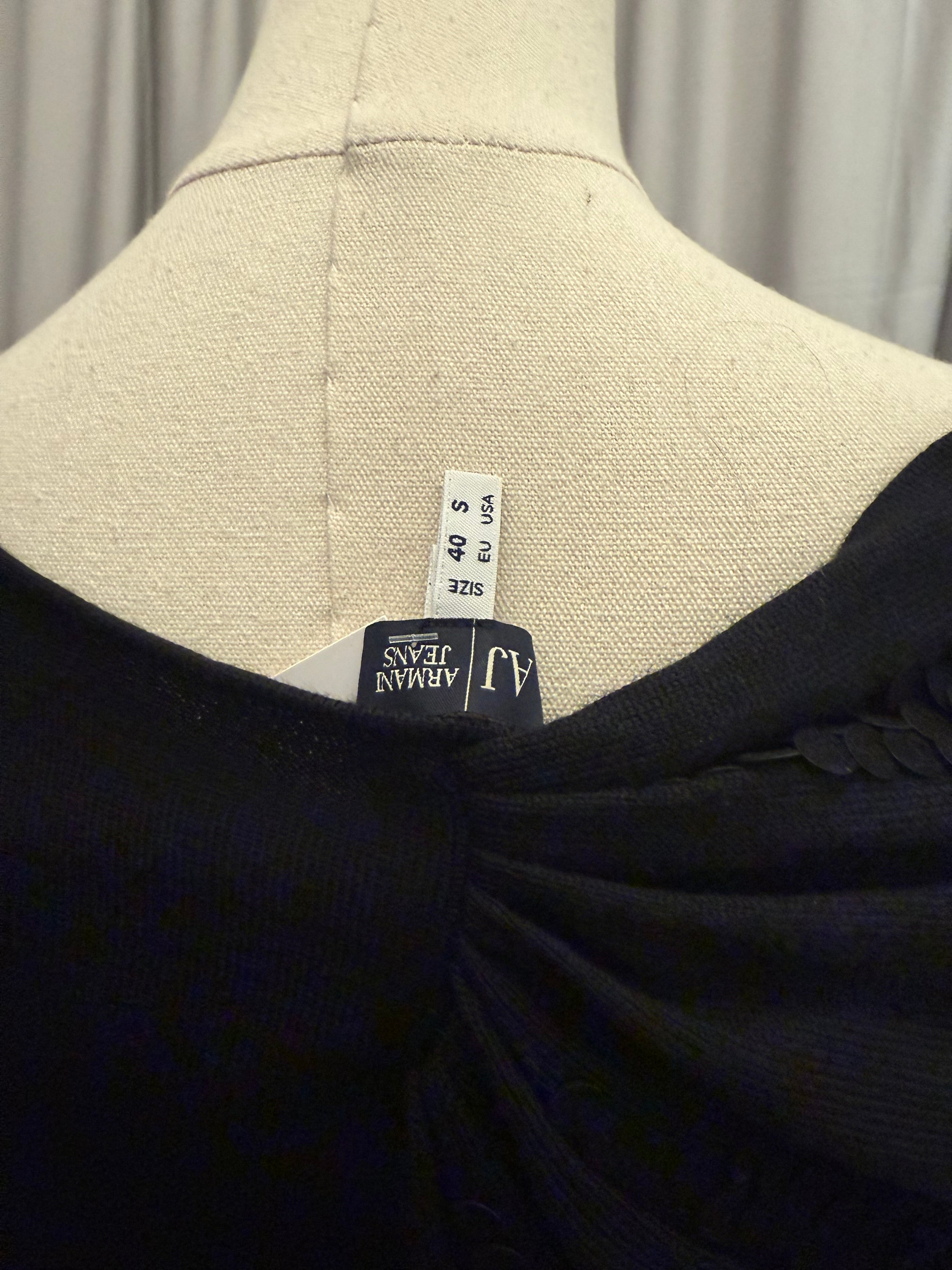 Armani Black Knit Sequin Dress