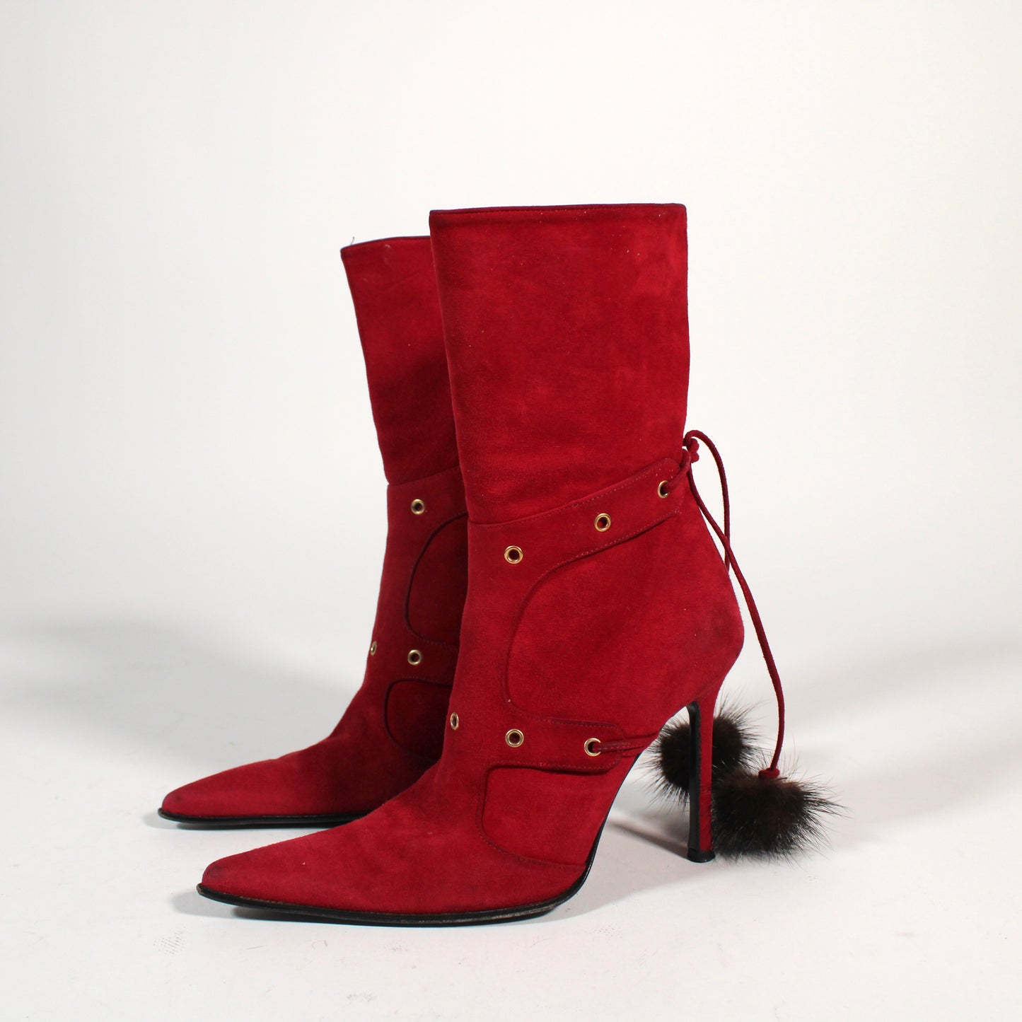 Cesare Paciotti Red Suede Booties