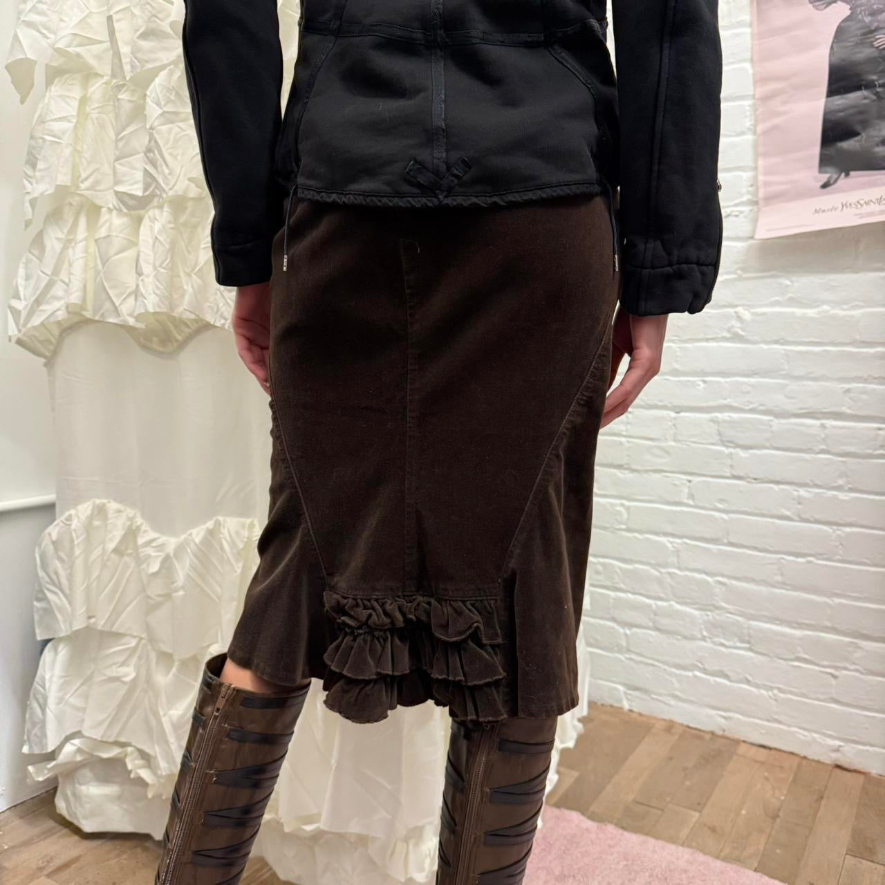 Sisley brown velvet skirt