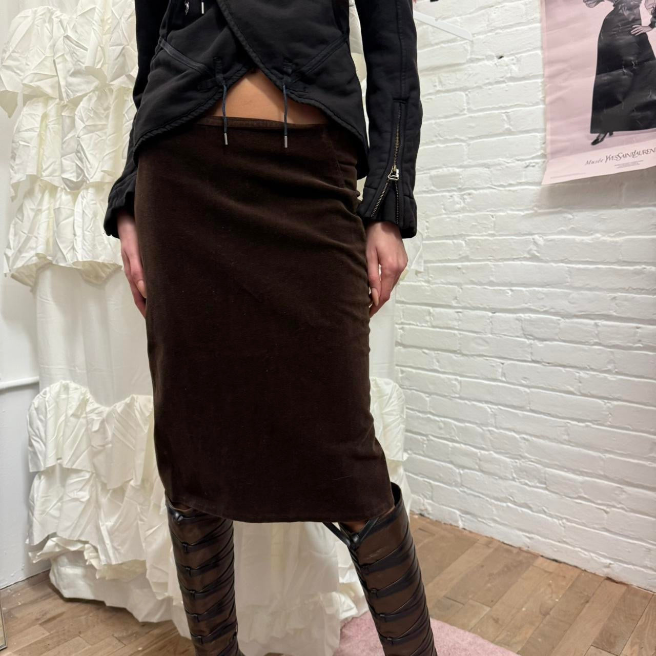 Sisley brown velvet skirt