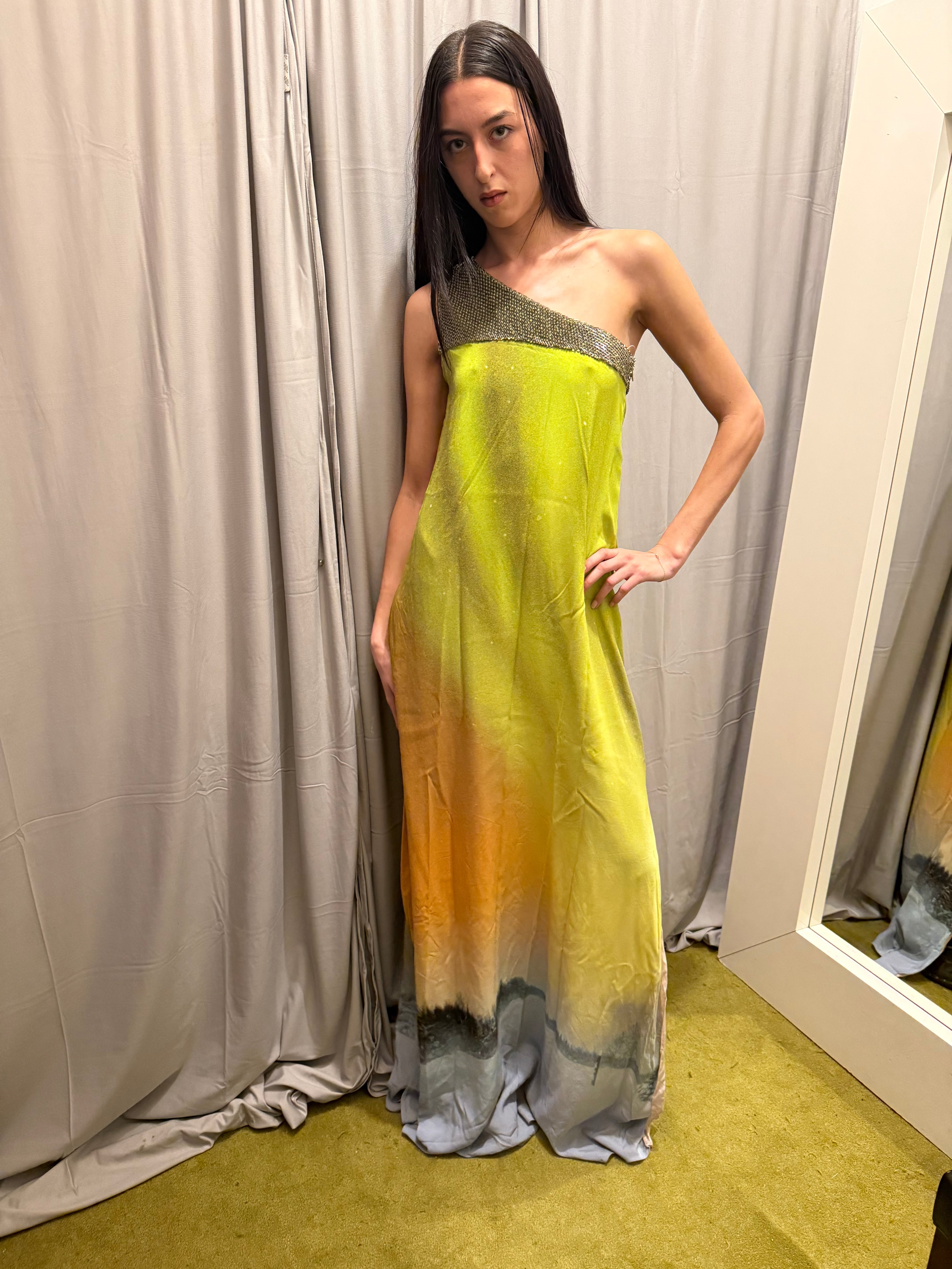 Matthew Williamson Maxi Silk One Shoulder Dress