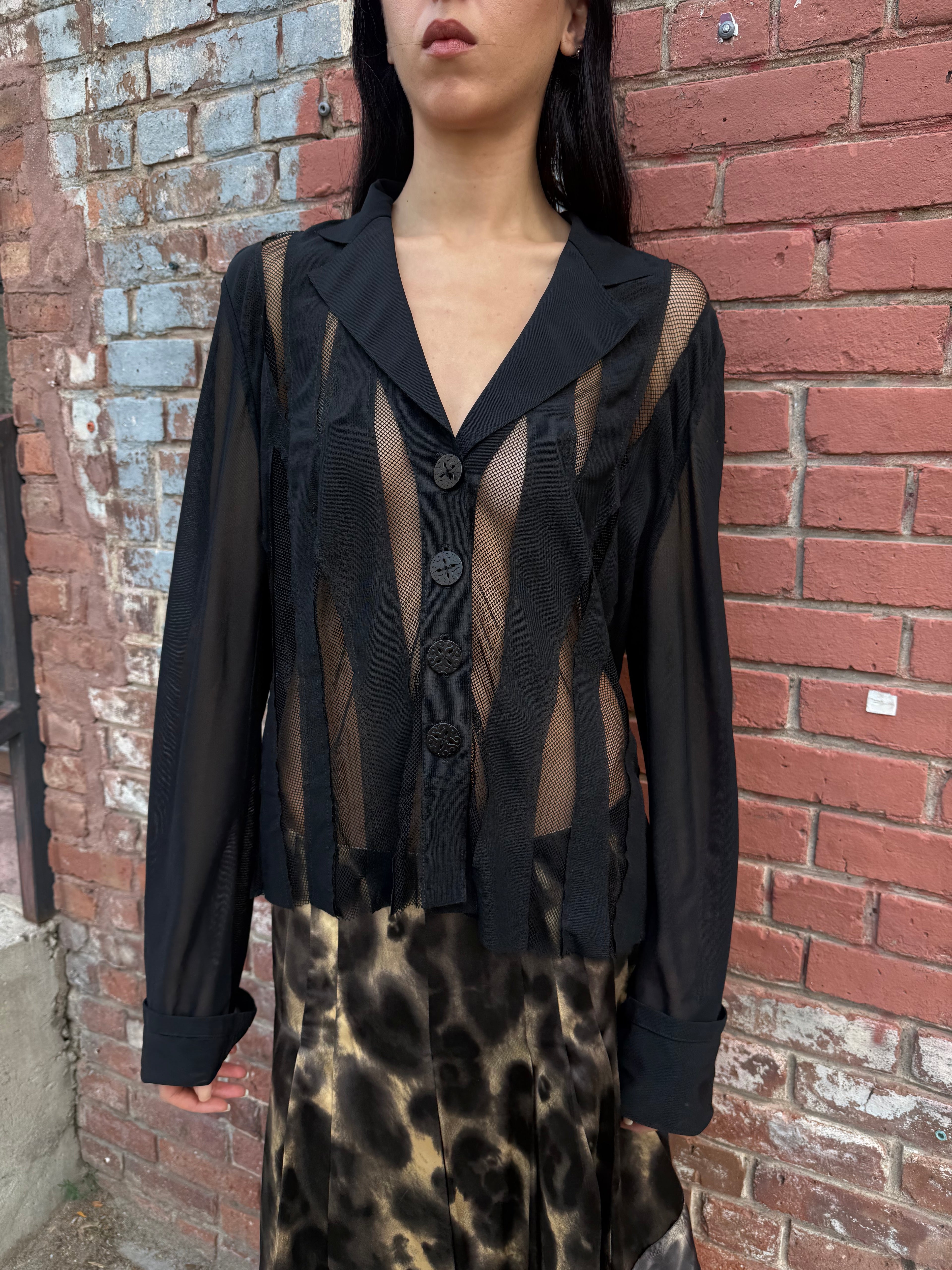 Mariella Burani Mesh Slash Top