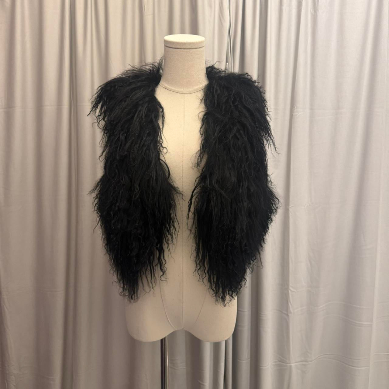 Stunning Genuine Mongolian Fur Cropped Vest