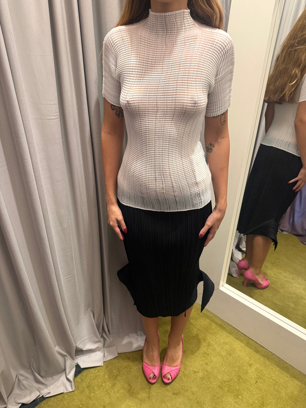 Issey Miyake White Turtleneck Top