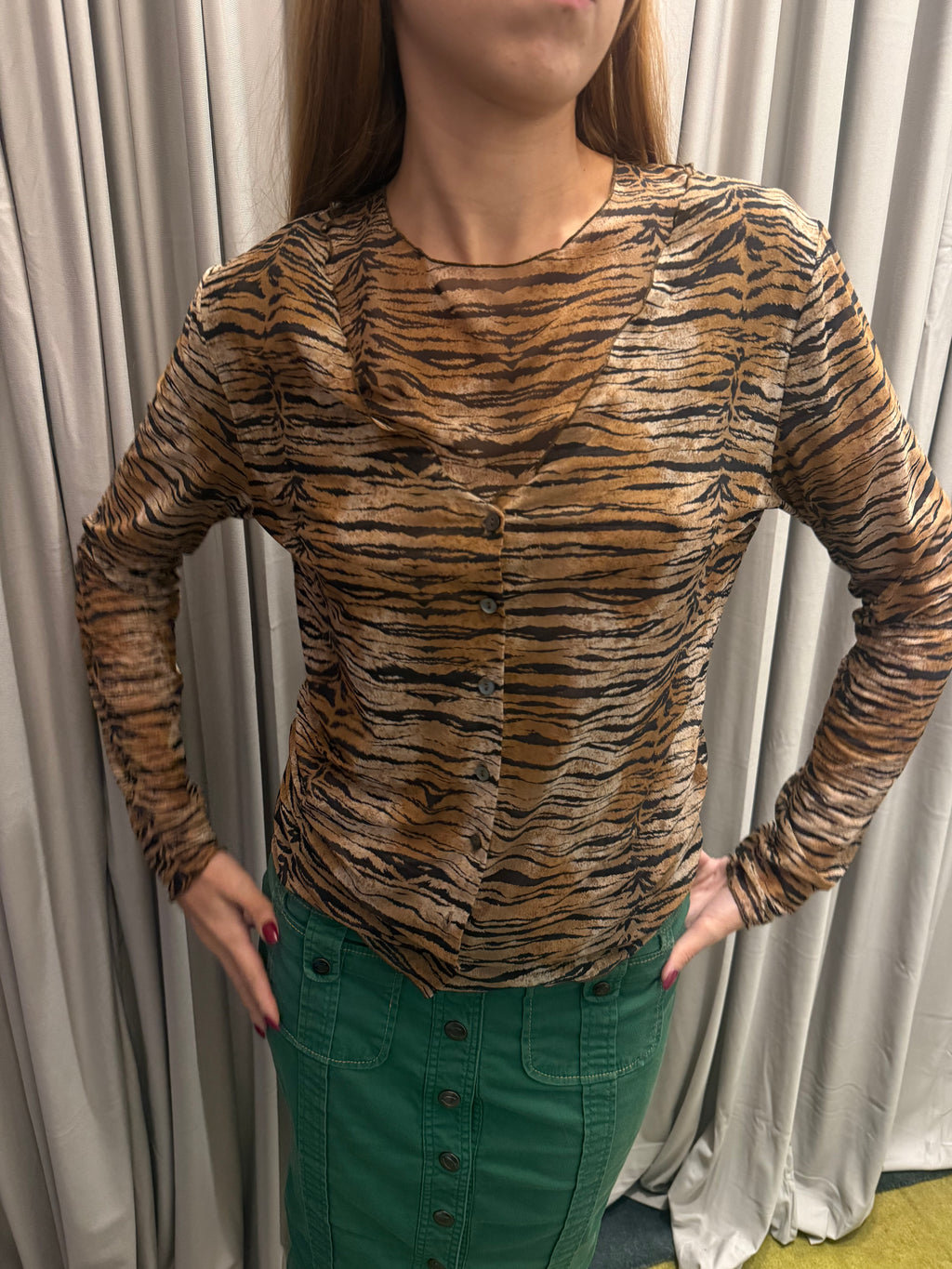 Blumarine Leopard Print Mesh Twin Set