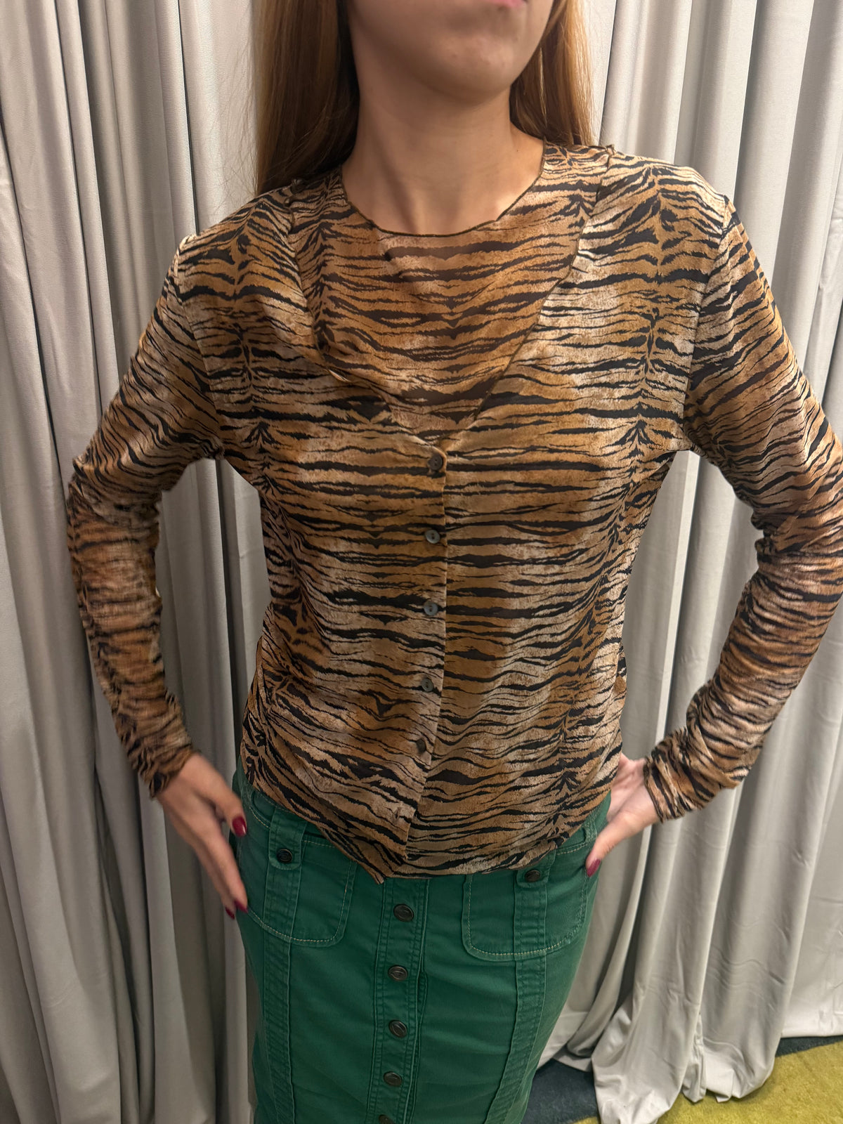 Blumarine Leopard Print Mesh Twin Set