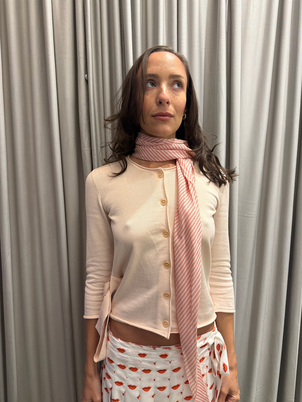 Bottega Veneta Pink Cardigan with Scarf