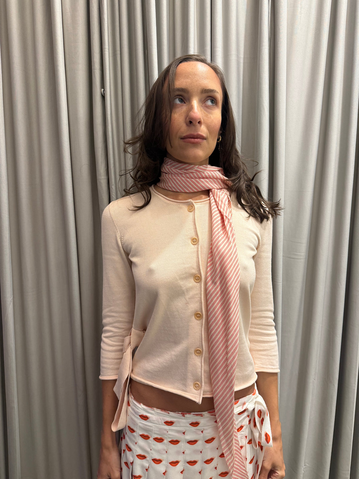 Bottega Veneta Pink Cardigan with Scarf
