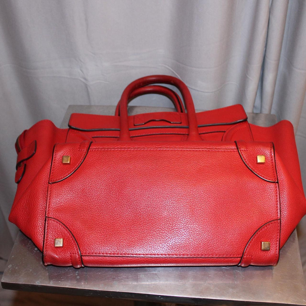 Celine Red Leather Luggage Bag
