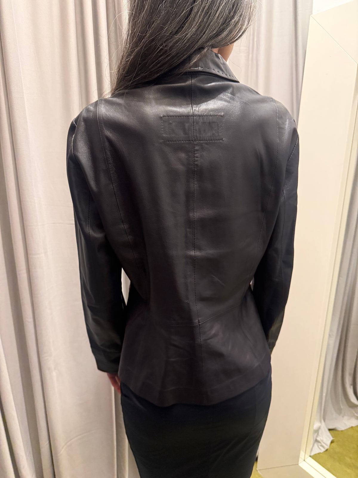Dark Purple Fitted Leather Jacket