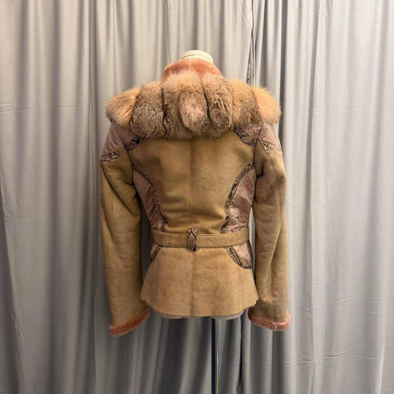 Mariella Ferrari Italian Vintage Fur Trimmed Leather Jacket