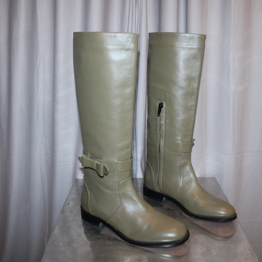 Red Valentino Leather Bow Boots