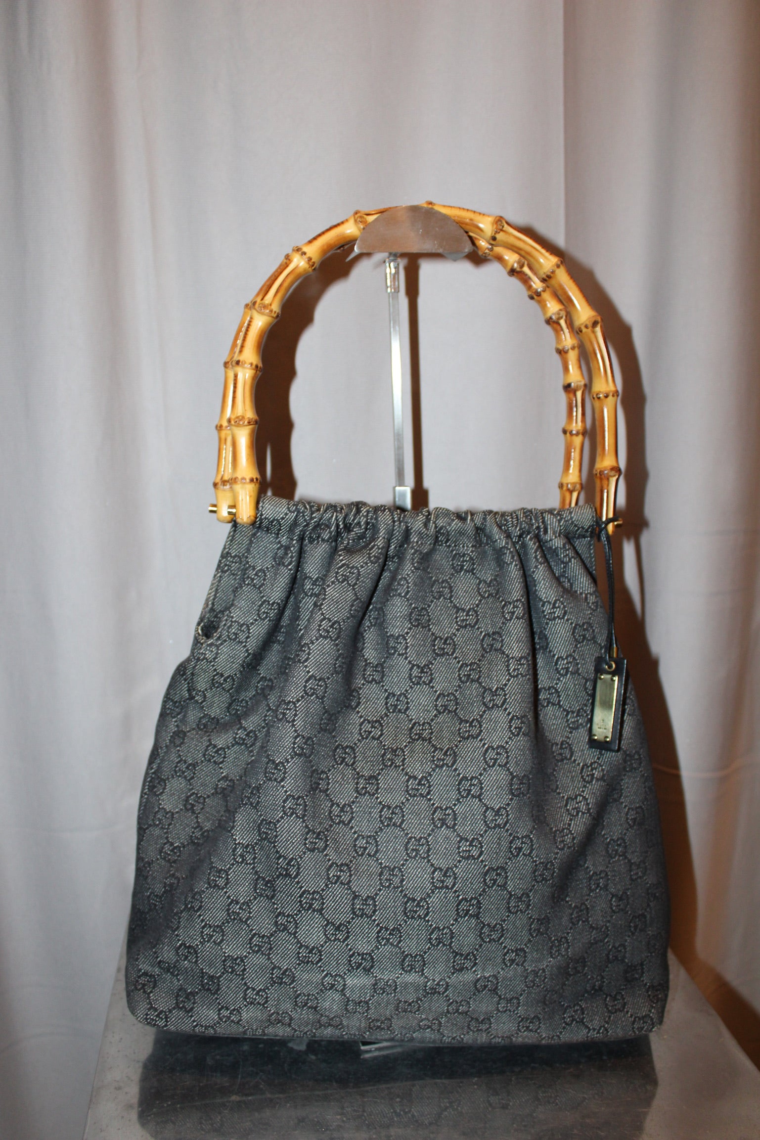 Gucci monogram bamboo handle bag